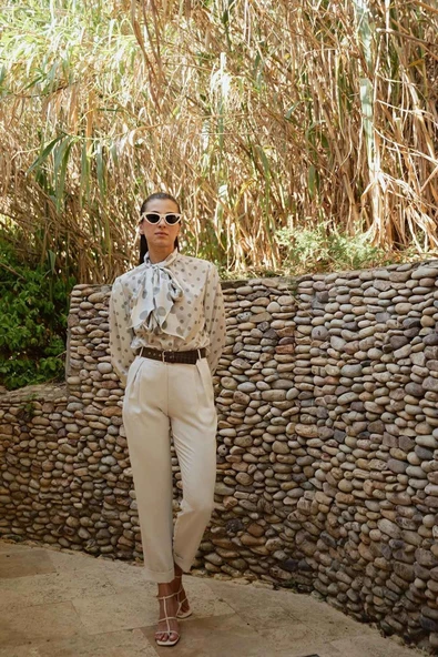 Kadın Yüksek Bel Pileli Pantolon FRN2000 - 10