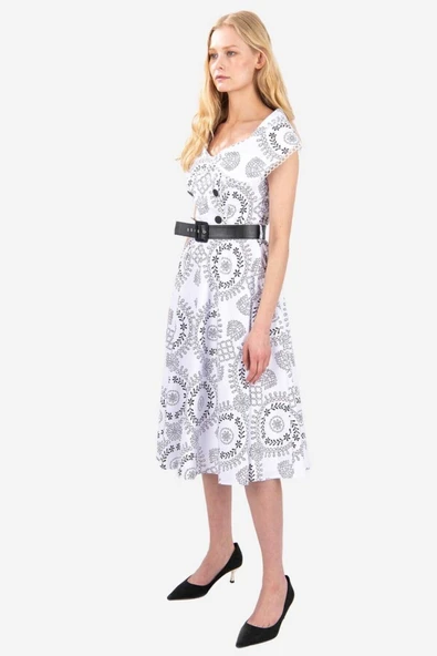 Kadın Güpür Yaka Detaylı Brode Elbise FRN3053 - 2