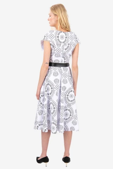 Kadın Güpür Yaka Detaylı Brode Elbise FRN3053 - 3