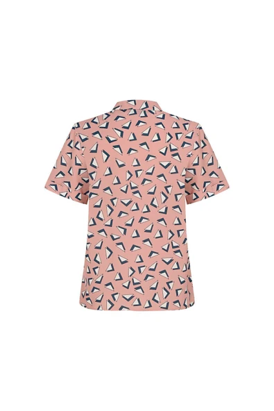 Kadın Volan Detaylı Geometrik Desenli Gömlek Bluz FRN1008 - 6