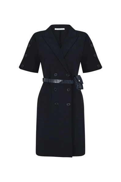 Kadın Kruvaze Yaka Ceket Form Kısa Elbise FRN3022 - 5