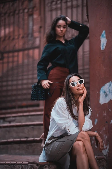 Kadın Geniş Manşetli Uzun Kol Gömlek FRN1112 - 3