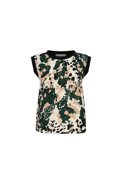 Kadın Desenli Kolsuz Bluz FRN1109 - 9