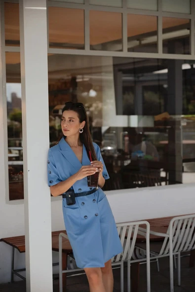 Kadın Kruvaze Yaka Ceket Form Kısa Elbise FRN3022 - 9