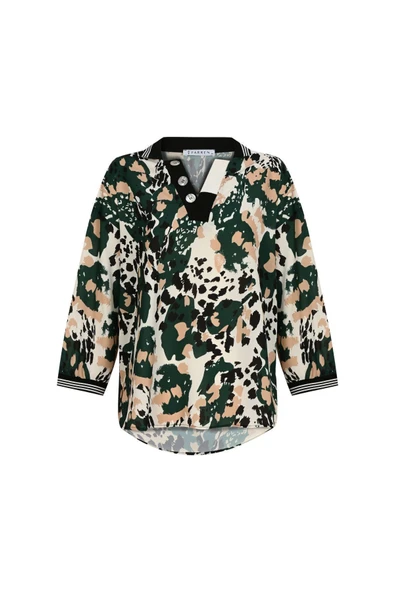 Kadın Leopar Desenli Bluz FRN1106 - 4