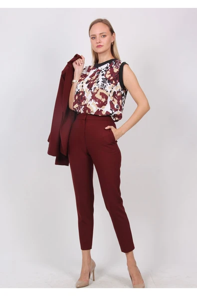 Kadın Desenli Kolsuz Bluz FRN1109