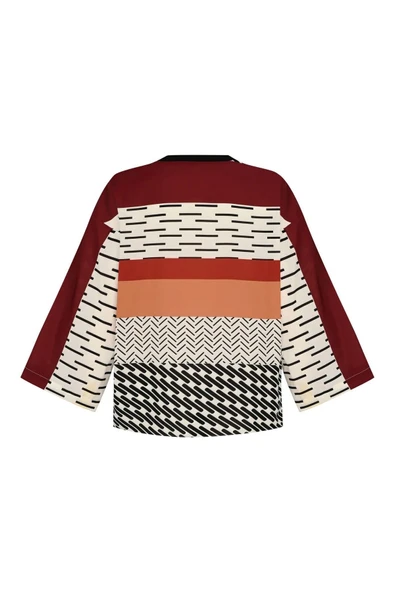 Kadın Geometrik Desenli Blok Renkli Bluz FRN1103 - 7