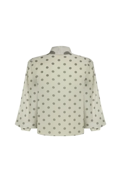 Kadın Puantiye Desenli Fularlı Bluz FRN1003 - 6