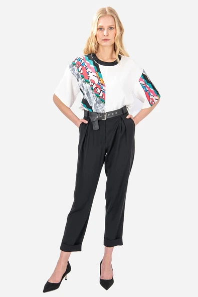 Kadın Yüksek Bel Pileli Pantolon FRN2000 - 3