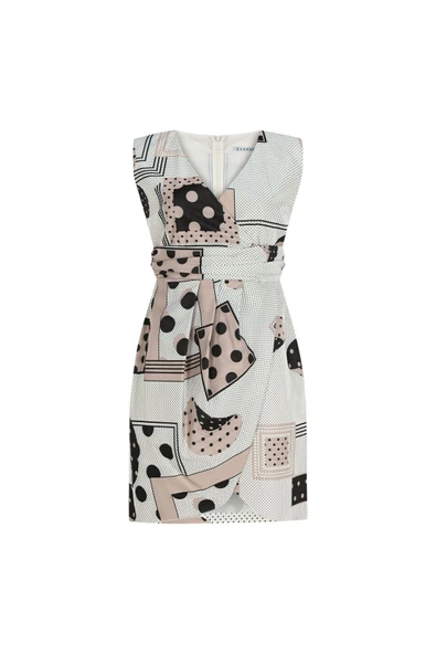 Kadın Desenli Kruvaze Mini Elbise FRN30393 - 2