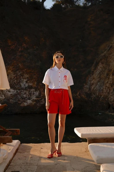 Kadın Büzgü Belli Şort FRN60030 - 6