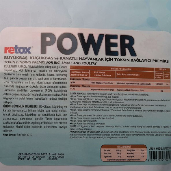 Retox Power Verim Düşüklüğü için Hayvan Yem Katkı-25 Kg - 3
