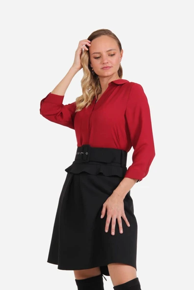 Kadın Yüksek Bel Pileli Etek FRN4050 - 2