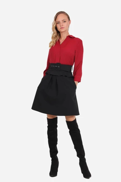 Kadın Yüksek Bel Pileli Etek FRN4050