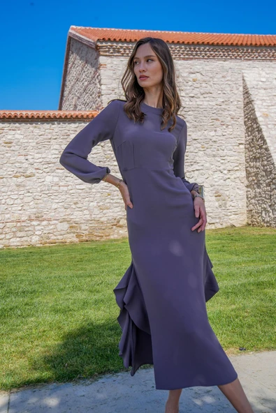 Kadın Volanlı Yırtmaçlı Elbise FRN3104 - 10