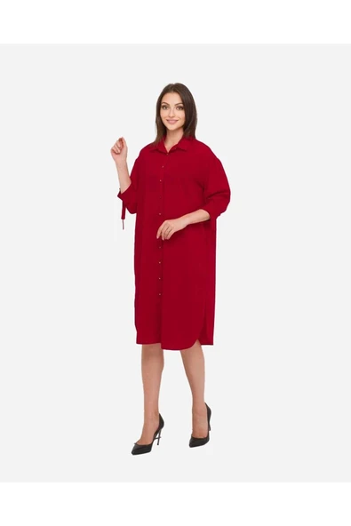 Kadın Rahat Kesim Gömlek Elbise FRN3102 - 4