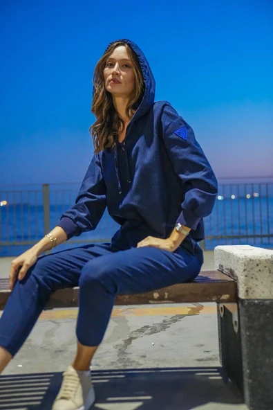 Kadın Kapüşonlu Rahat Eşofman Takım FRN6100 - 3