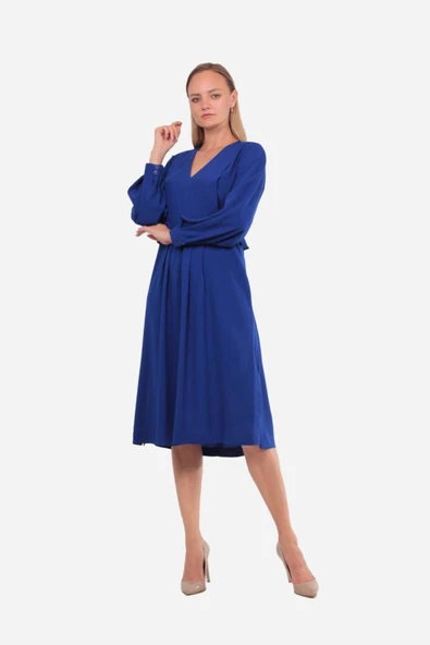 Kadın Kat Detaylı Uzun Kollu Elbise FRN3106 - 2