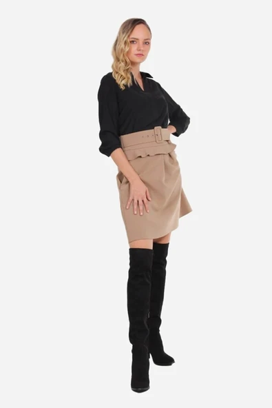 Kadın Yüksek Bel Pileli Etek FRN4050 - 7