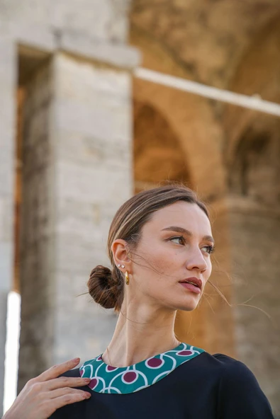 Kadın Dekoratif Yaka Detaylı Elbise FRN3110 - 3