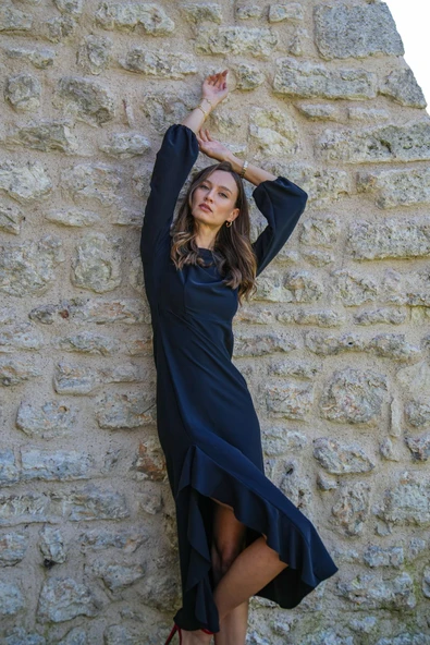 Kadın Volanlı Yırtmaçlı Elbise FRN3104 - 4