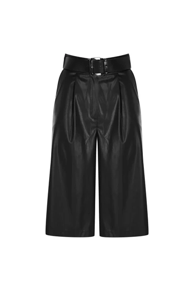 Kadın Suni Deri Bermuda Şort FRN61080 - 2