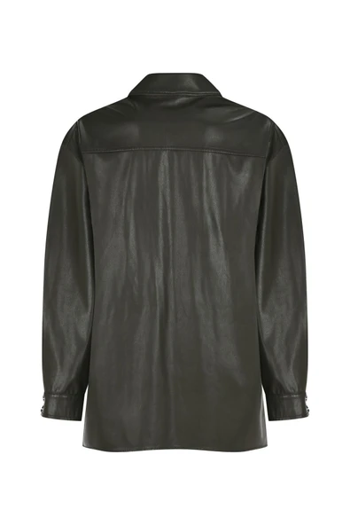 Kadın Suni Deri Gömlek Ceket Yeşil FRN6108 - 7