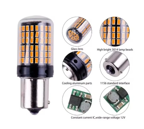 2 Adet 144 Led Turuncu Renk 93 Tip Tek Duy Stop Ampulü - Resim 2