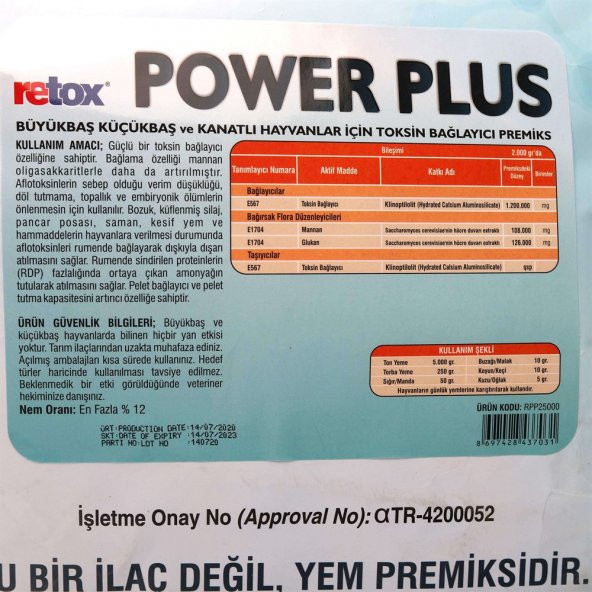 Retox Power Plus Toksin Bağlayıcı Hayvan Yem Katkı - 3