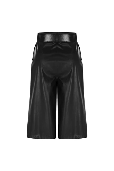 Kadın Suni Deri Bermuda Şort FRN61080 - 3