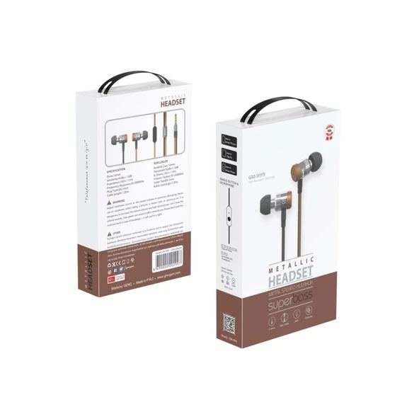 PDAteknoloji Metalik Stereo Mikrofonlu Kulaklık 1.2m Kahverengi GM-999K - 2
