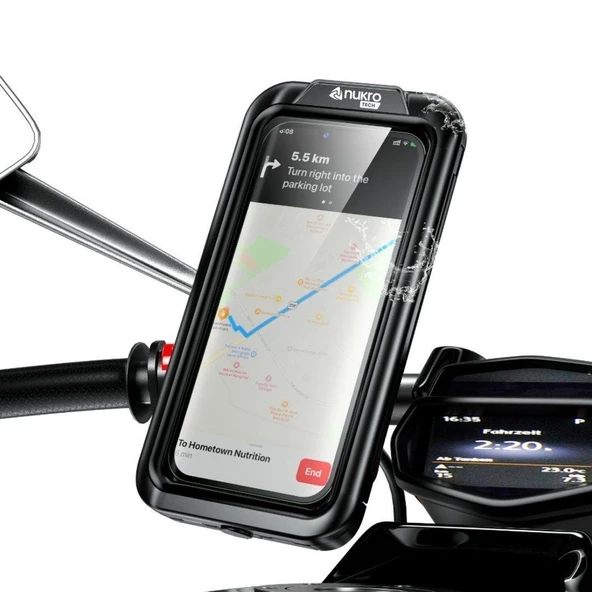 Nukrotech M18 -53 Döküm Ayna Dibi Bağlantılı Su Geçirmez Telefon Tutucu - 5