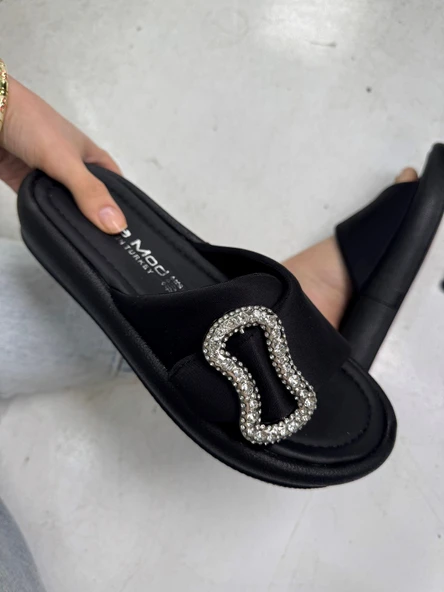 Günlük Kadın Terlik Düşmez Taşlı Tokalı Yumuşak Dikişli Taban Hafif Yazlık Rahat Sandalet  033