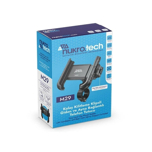 Nukrotech M29 Klipsli Motosiklet Telefon Tutucu - 2
