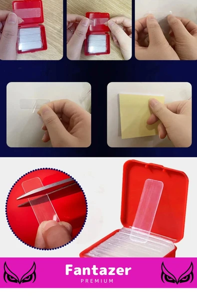 Premium Süper Güçlü Yapışkan Kolay Çıkarılabilir Çok Amaçlı 60 Parça Çift Taraflı Şeffaf Bant - 4