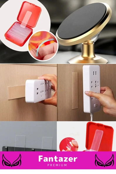 Premium Süper Güçlü Yapışkan Kolay Çıkarılabilir Çok Amaçlı 60 Parça Çift Taraflı Şeffaf Bant - 7