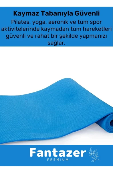 Taşıma Askılı Konfor Modeli Çift Taraflı Kaymaz Yoga Meditasyon Minderi Mavi Mat - 5