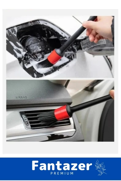 Özel Üretim Pratik Islak Kuru Otomobil Oto Araç Araba Klima Temizlik Detay Fırçası 5+1 Set - 5