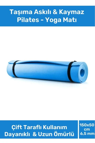 Taşıma Askılı Konfor Modeli Çift Taraflı Kaymaz Yoga Meditasyon Minderi Mavi Mat