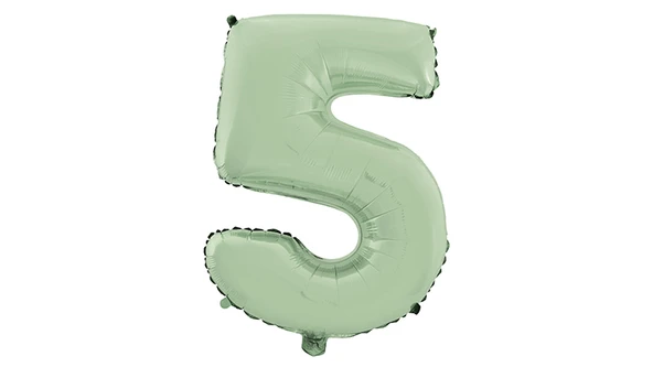 5 Rakam Mat Mint Yeşili Folyo Balon 26 inç 66 cm