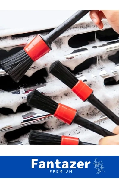 Özel Üretim Pratik Islak Kuru Otomobil Oto Araç Araba Klima Temizlik Detay Fırçası 5+1 Set - 4