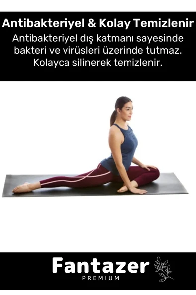 Dayanıklı Taşıma Askılı Konfor Modeli Çift Taraflı Kaymaz Yoga Meditasyon Minderi 16mm Siyah Mat - 4