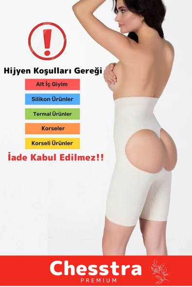 İz İç Göstermeyen Yüksek Bel Kayma Önleyen Silikonlu Rahat Kalça Popo Dikleştirici Toparlayıcı Korse - 6