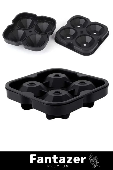 Özel Üretim 4 Gözlü Kırılmaz Esnek Silikon Kokteyl İçecek Elmas Şekilli Buz Yapma Kalıbı - 3