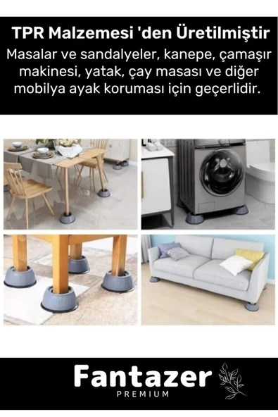 Yeni Sezon Gürültü Engelleyici Titreşim Önleyici Kauçuk Çamaşır Bulaşık Makinesi 8 Adet Ayak Pedi - 4