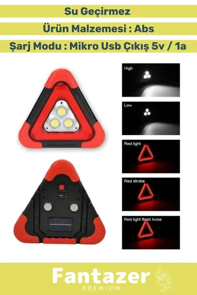 Premium Su Geçirmez 3 Ledli Solar Üçgen Reflektör Güneş Enerjili Refluj Lambası - 4