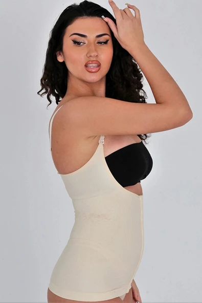 Vücut Şekillendirici Toparlayıcı Sıkılaştırıcı 2 Beden İncelten Askılı Gögüs Altı Ağraflı Bel Korse - Resim 2