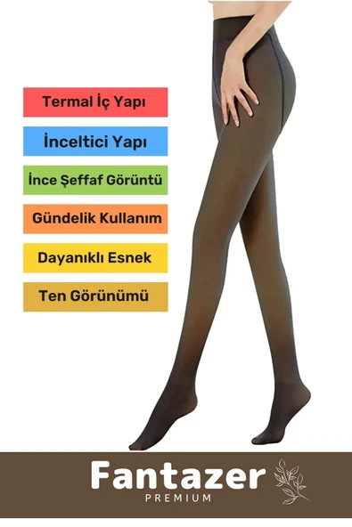 Kuasar Series Sıcak Tutan Ince Siyah Çorap Ten Görünümlü Termal Içli Peluş Polarlı Külotlu Çorap - 2