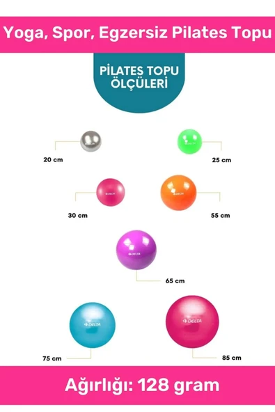 Deluxe Serisi Dayanıklı Yüksek Kalite Mini Gymball 20cm Pembe Pilates Topu Şişirme Pompa - 2
