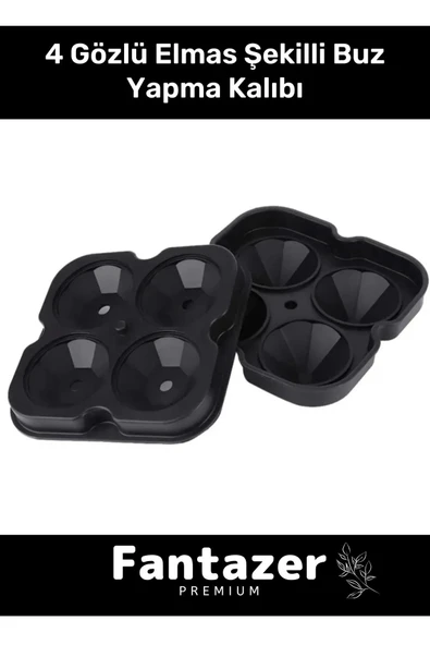 Özel Üretim 4 Gözlü Kırılmaz Esnek Silikon Kokteyl İçecek Elmas Şekilli Buz Yapma Kalıbı